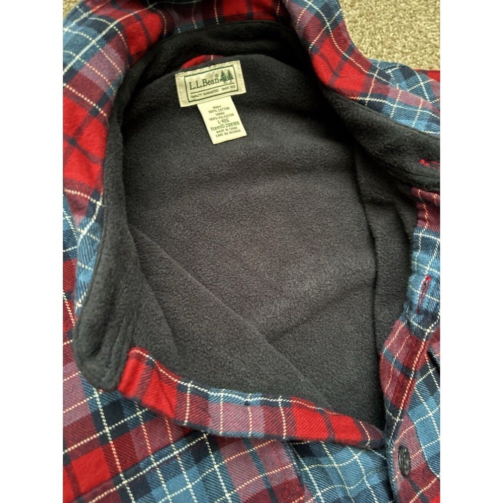L.L. Bean Men's Large Barn Shacket Chore Coat Fleece Lined Traditional Fit Plaid - Picture 8 of 9